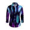 Men's Vacation Shirt Abstract Brush Stroke Print Button Up Long Sleeve Shirt - multicolor 3XL