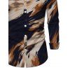 Men's Vacation Shirt Abstract Brush Stroke Print Button Up Long Sleeve Shirt - multicolor S