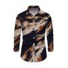 Men's Vacation Shirt Abstract Brush Stroke Print Button Up Long Sleeve Shirt - multicolor S