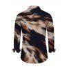 Vacation Couple Outfit Abstract Brush Stroke Print Mesh Skew Neck Bodycon Dress and Long Sleeve Shirt Set - multicolor S | US 4