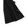 Gothic Women Outfit Rose Grommet Buckle Long Lace Sleeve Ruched Skew Neck Top and See Thru Flare Pants Set - Noir S | US 4