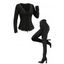 Daily Women Outfit Solid Color V Neck Grommet Lace Up Long Sleeve Slim Top and Buckle Lace Up Skinny Leggings Set - Noir S | US 4