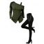 Casual Women Outfit Solid Color Skew Neck Lace Up Grommet Asymmetrical Hem Top and Chain Embellishment Skinny Pants Set - Vert Armée S | US 4
