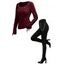 Casual Women Outfit Solid Color Grommet Lace Up Round Neck Top and Chain Embellishment Skinny Pants Set - Rouge foncé S | US 4