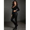 Daily Women Outfit Solid Color V Neck Grommet Lace Up Long Sleeve Slim Top and Buckle Lace Up Skinny Leggings Set - Noir S | US 4