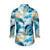 Vacation Couple Outfit Marble Fluid Print U Neck Bodycon Dress and Long Sleeve Shirt Set - Bleu Ciel S | US 4