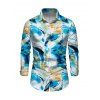Vacation Couple Outfit Marble Fluid Print U Neck Bodycon Dress and Long Sleeve Shirt Set - Bleu Ciel S | US 4