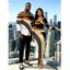 Vacation Couple Outfit Colorblock Geometric Patchwork Print U Neck Bodycon Dress and Long Sleeve Shirt Set - Noir S | US 4