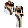 Vacation Couple Outfit Colorblock Geometric Patchwork Print U Neck Bodycon Dress and Long Sleeve Shirt Set - Noir S | US 4