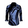 Vacation Couple Outfit Psychedelic Wave Print U Neck Long Sleeve Bodycon Maxi Dress and Shirt Set - Bleu S | US 4