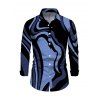 Vacation Couple Outfit Psychedelic Wave Print U Neck Long Sleeve Bodycon Maxi Dress and Shirt Set - Bleu S | US 4