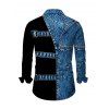Vacation Couple Outfit Colorblock Faux Denim Print U Neck Bodycon Dress and Long Sleeve Shirt Set - Bleu S | US 4