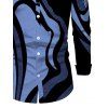 Men's Vacation Shirt Psychedelic Wave Print Button Up Long Sleeve Shirt - Bleu 5XL