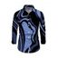 Men's Vacation Shirt Psychedelic Wave Print Button Up Long Sleeve Shirt - Bleu 5XL