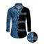 Men's Vacation Shirt Colorblock Faux Denim Print Button Up Long Sleeve Shirt - Bleu 5XL