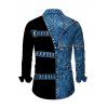Men's Vacation Shirt Colorblock Faux Denim Print Button Up Long Sleeve Shirt - Bleu 5XL
