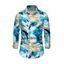 Men's Vacation Shirt Marble Fluid Print Long Sleeve Button Up Shirt - Bleu Ciel XL