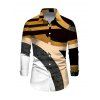 Men's Vacation Shirt Colorblock Geometric Patchwork Print Button Up Long Sleeve Shirt - Noir 5XL