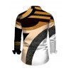 Men's Vacation Shirt Colorblock Geometric Patchwork Print Button Up Long Sleeve Shirt - Noir 5XL