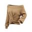 Off the Shoulder Sweater Textured Solid Color Twisted Long Sleeve Cropped Sweater - café XL | US 12