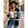 Colorblock Cardigan Open Front Striped Long Sleeve Sweater - Gris XL | US 12