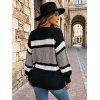 Colorblock Cardigan Open Front Striped Long Sleeve Sweater - Gris XL | US 12