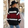 Colorblock Cardigan Open Front Striped Long Sleeve Sweater - Rouge Vineux XL | US 12