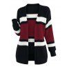 Colorblock Cardigan Open Front Striped Long Sleeve Sweater - Rouge Vineux XL | US 12