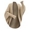 Solid Color Sweater Cardigan Geometric Textured Batwing Sleeve Open Front Cropped Coat - café XL | US 10