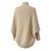 Solid Color Sweater Cardigan Geometric Textured Batwing Sleeve Open Front Cropped Coat - café XL | US 10