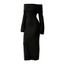 Solid Color Sweater Dress Textured Off the Shoulder Bell Sleeve Bodycon Dress - Noir XL | US 10