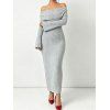 Solid Color Sweater Dress Textured Off the Shoulder Bell Sleeve Bodycon Dress - Gris Clair M | US 6