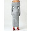 Solid Color Sweater Dress Textured Off the Shoulder Bell Sleeve Bodycon Dress - Gris Clair M | US 6