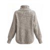 Solid Color Sweater Textured Turtleneck Long Sleeve Slit Curved Hem Pullover Sweater - café XL | US 10