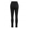 Daily Women Outfit Solid Color Bucket Strap Foldover Cold Shoulder Lace Up Sleeve Top and Grommet Chain Embellishment Skinny Pants Set - Noir S | US 4