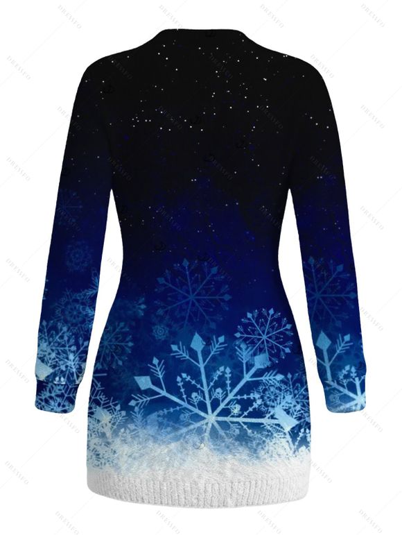 Christmas Sweater Dress Ombre Galaxy Snowflake Print Long Sleeve Bodycon Mini Dress - Noir M | US 6