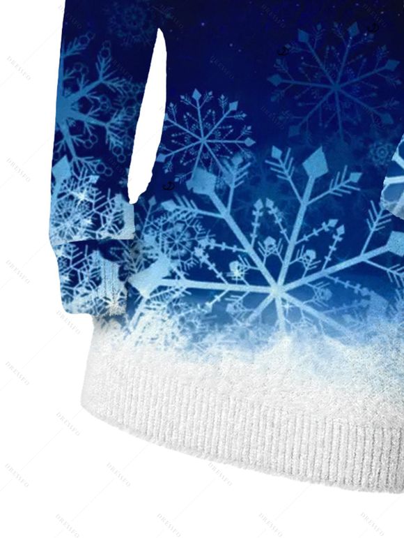 Christmas Couple Outfit Ombre Galaxy Snowflake Print Bodycon Mini Sweater Dress and Long Sleeve Shirt Set - Noir S | US 4