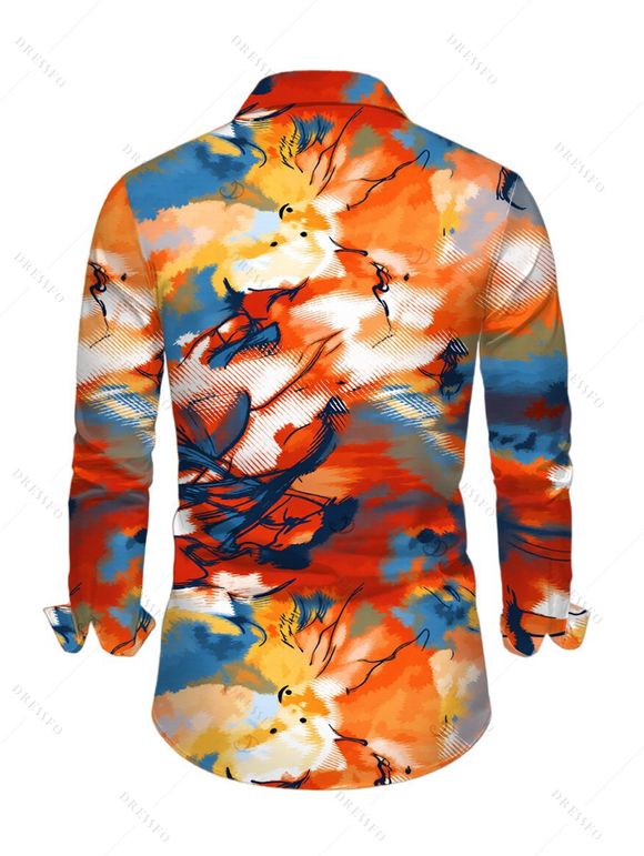 Men's Vacation Shirt Abstract Graffiti Print Button Up Long Sleeve Shirt - multicolor 5XL