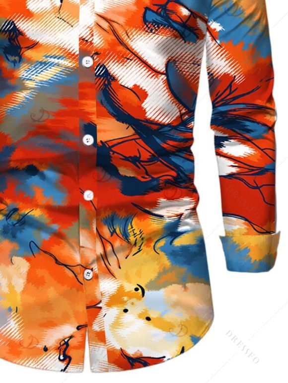 Men's Vacation Shirt Abstract Graffiti Print Button Up Long Sleeve Shirt - multicolor 5XL