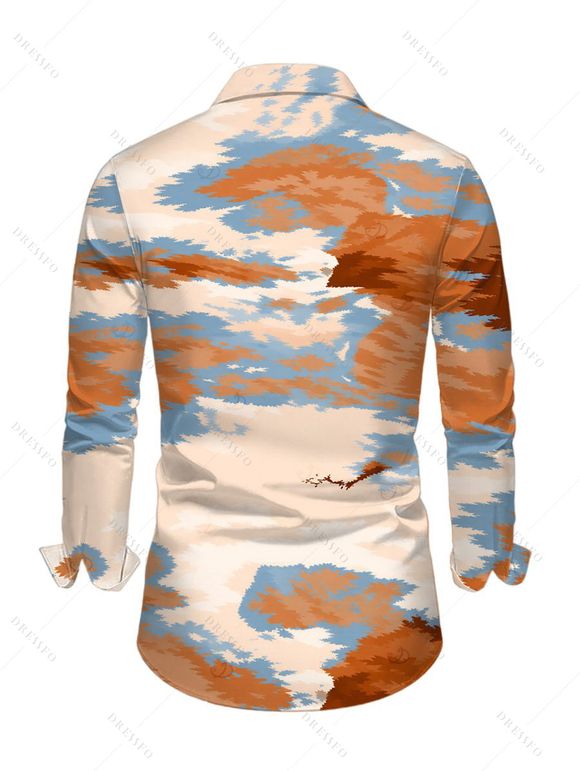 Men's Vacation Shirt Tie Dye Print Button Up Long Sleeve Shirt - multicolor 5XL