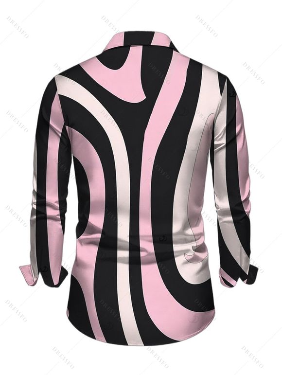 Men's Vintage Shirt Colorblock Geometric Swirl Print Button Up Long Sleeve Shirt - multicolor A 5XL