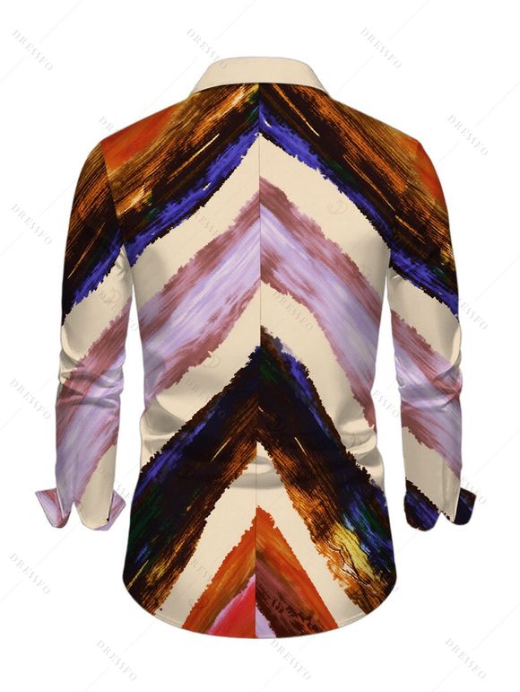 Men's Vintage Shirt Multicolor Oil Painting Ombre Arrow Print Button Up Long Sleeve Shirt - multicolor A 5XL