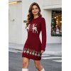 Christmas Sweater Dress Elk Snowflake Christmas Tree Print Long Sleeve Bodycon Mini Dress - Rouge Vineux S | US 4