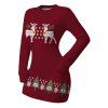 Christmas Sweater Dress Elk Snowflake Christmas Tree Print Long Sleeve Bodycon Mini Dress - Rouge Vineux XL | US 12