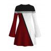 Ethnic Sweater Dress Colorblock Geometric Print Bell Sleeve A Line Mini Dress - multicolor A S | US 4