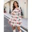 Christmas Sweater Dress String Lights Print Bell Sleeve A Line Mini Dress - Rose M | US 6