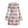 Christmas Sweater Dress String Lights Print Bell Sleeve A Line Mini Dress - Rose XXL | US 14