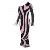 Vintage Couple Outfit Colorblock Geometric Swirl Print Mesh Skew Neck Bodycon Dress and Long Sleeve Shirt Set - multicolor A S | US 4