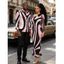 Vintage Couple Outfit Colorblock Geometric Swirl Print Mesh Skew Neck Bodycon Dress and Long Sleeve Shirt Set - multicolor A S | US 4