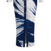 Vintage Shirt Dress Colorblock Abstract Brush Stroke Print Ruched Turn Down Collar Bodycon Dress - Bleu profond XL | US 12